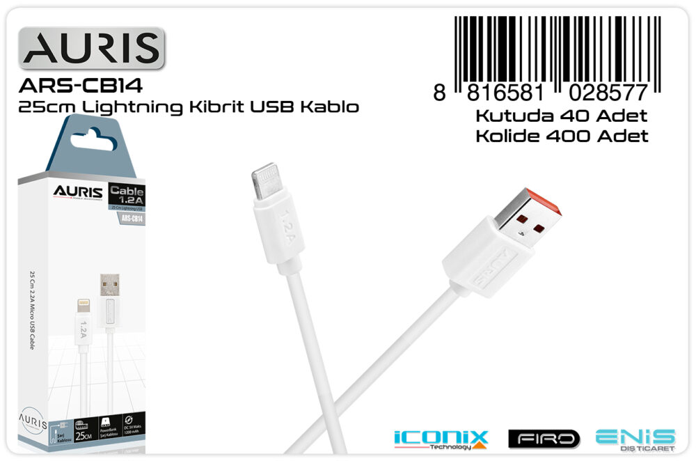 Toptan Micro USB Powerbank Kablosu 25cm | Auris CB14