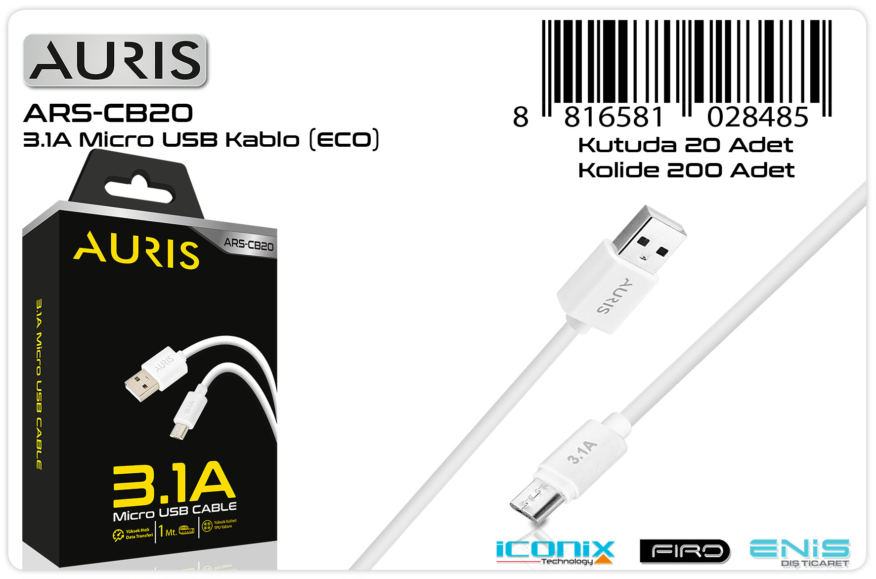 CB20 Eco Micro Kablo 3.1A CB20 Eco Micro Kablo 3.1A