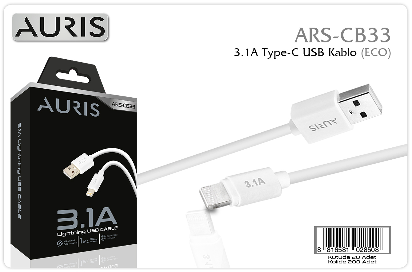 CB33 3.1A Lightning Kablo Eco CB33 3.1A Lightning Kablo Eco