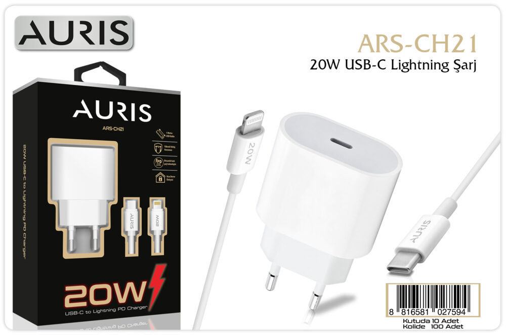 Toptan USB-C Lightning Hızlı Şarj Aleti 20W | Auris