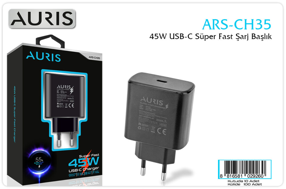 Toptan USB-C Şarj Başlığı 45W Super Fast | Auris