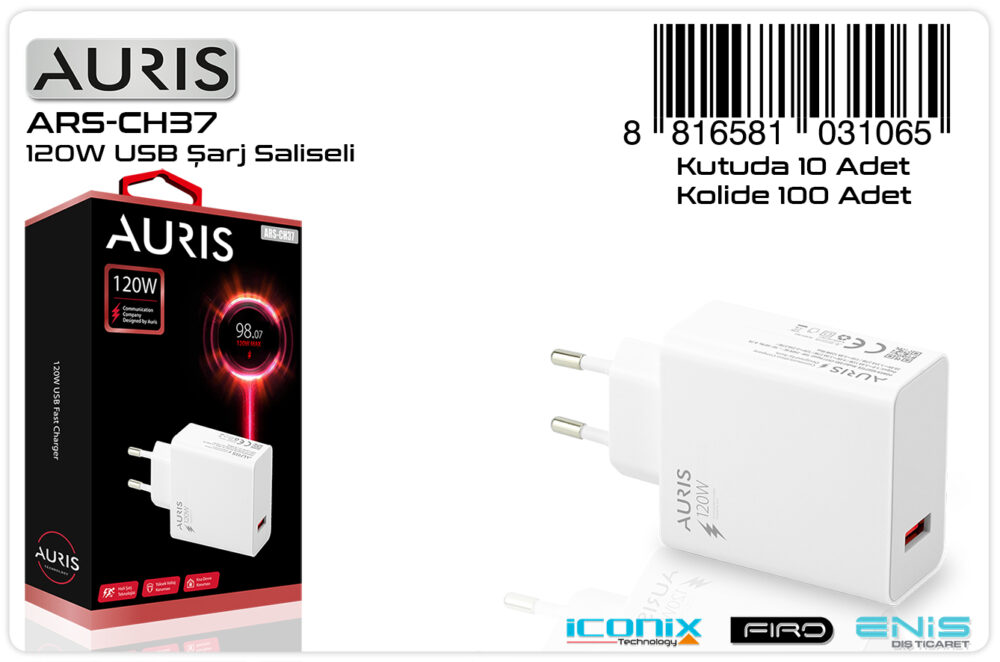 Toptan USB Şarj Başlığı 120W Saliseli Fast | Auris