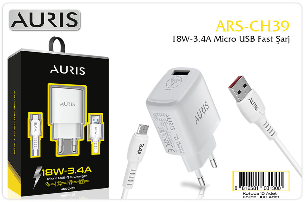 Toptan Micro USB Hızlı Şarj Aleti 3.4A | Auris
