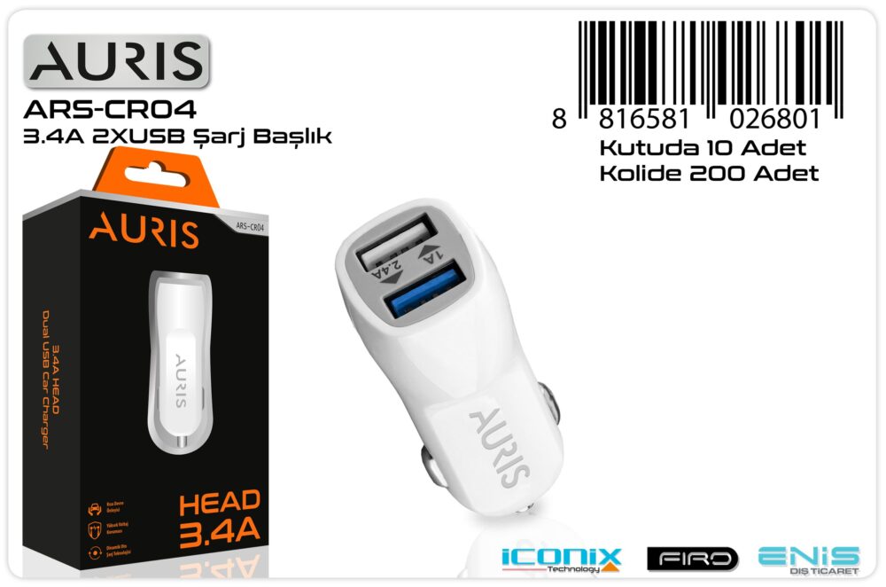 Toptan Oto Şarj Başlığı 3.4A | Auris