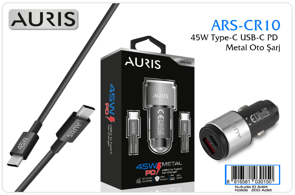 Toptan USB-C Type-C Oto Şarj Seti 45W | Auris