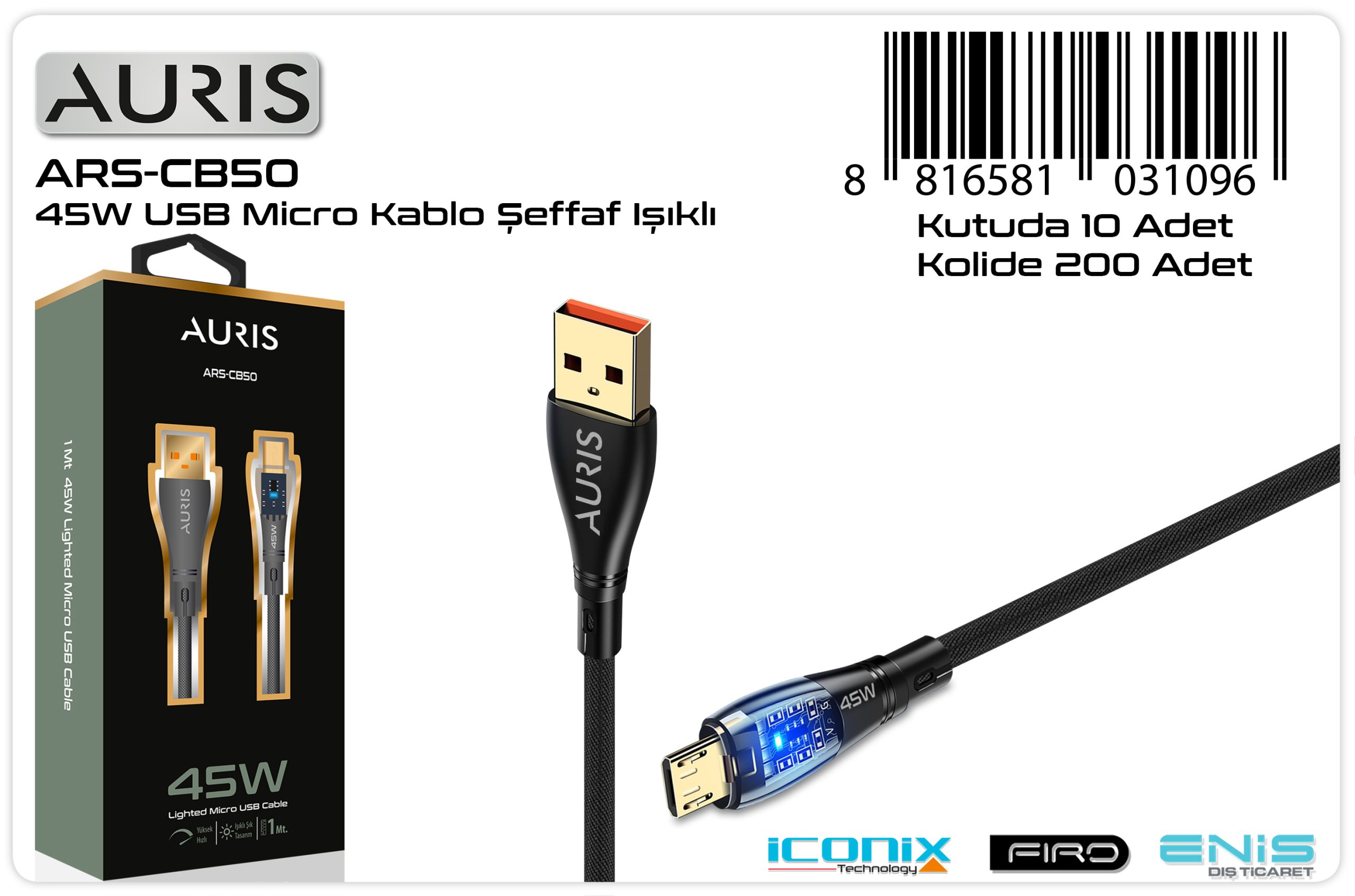 CB50 45W Micro Kablo Işıklı Şeffaf CB50 45W Micro Kablo Isikli Seffaf scaled