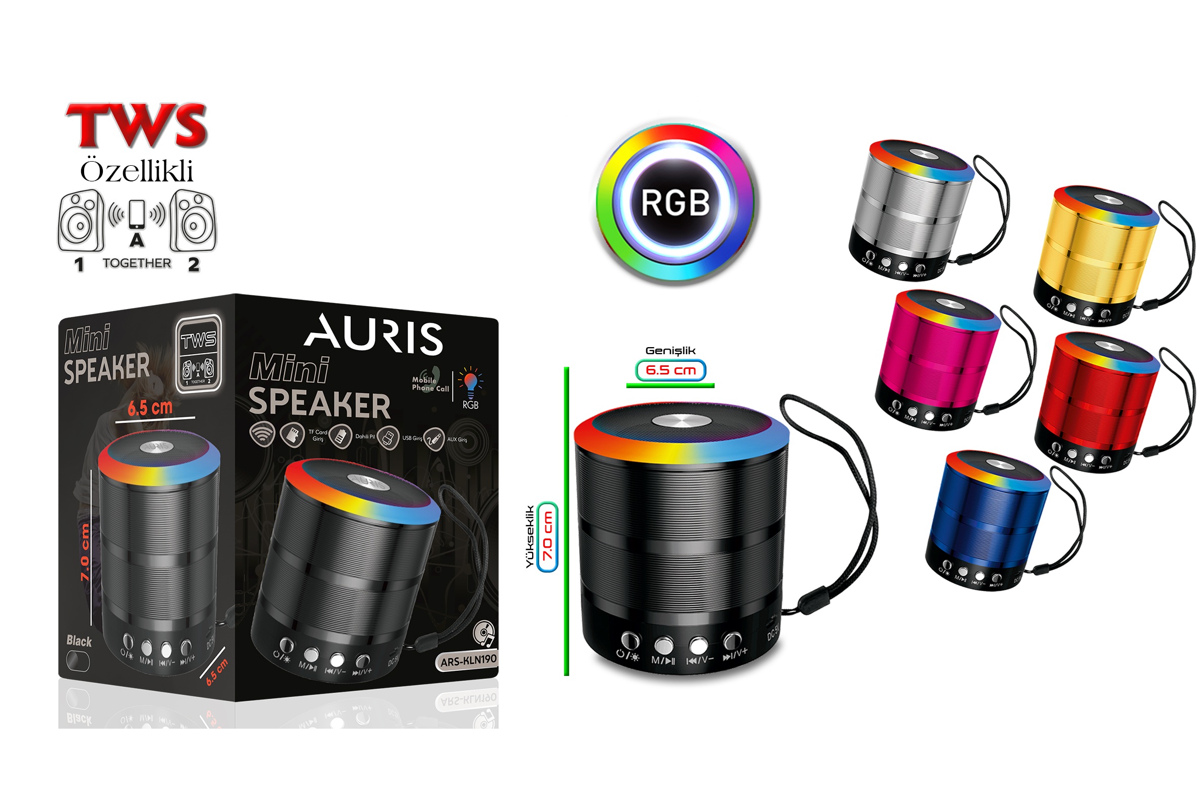 KLN190 Mini Işıklı Speaker toptan müzik çalar